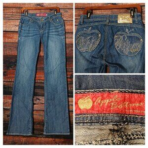 Apple Bottoms Vintage Jeans Size 7/8 Low Rise Boot Cut Embellished Denim RARE